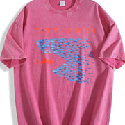 Made from and Skin-friendly Vintage Washed T-Shirt in Red