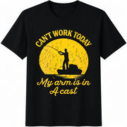 Fishing Fisherman Cotton T-Shirt in Black