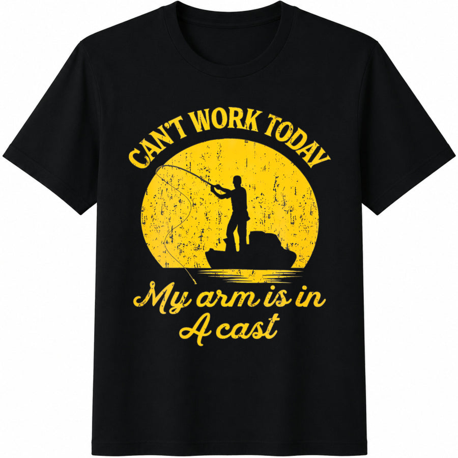 Fishing Fisherman Cotton T-Shirt in Black