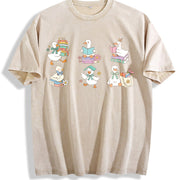 Silly Goose Reading Vintage Washed T-Shirt in Beige
