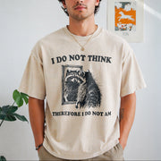 I Do Not Think Raccoon Vintage Washed T-Shirt in Beige