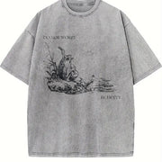 Be Hoppy Frog Musician Vintage Washed T-Shirt in Gray