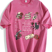 Run Little Mouse Haunting Adeline Dark Romance Book vintage washed oversized T-shirt in Red