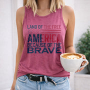 America Land of the Free Because of the Brave Women's Color Cotton Tank Top in Red