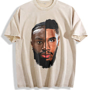 Brown And Tatum Duo Boston Basketball vintage washed oversized T-shirt in Beige