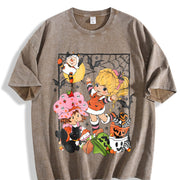 Rainbow Bright Brite Halloween 90s Halloween vintage washed oversized T-shirt in Brown