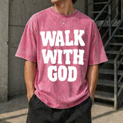 Walk with God Vintage Washed T-Shirt in Red