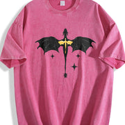 Fourth Wing Basgiath War College Violet Sorrengail vintage washed oversized T-shirt in Red
