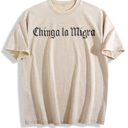 Chinga La Migra Abolish ICE vintage washed oversized T-shirt in Beige