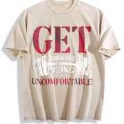 Get Comfortable Being Uncomfortable Vintage Washed T-Shirt in Beige