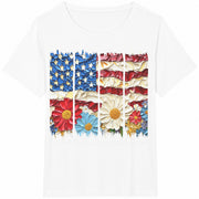 American Flag 4th of July Cotton T-Shirt in White