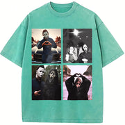 Michael Myers and Ghostface Vintage Washed T-Shirt in Blue