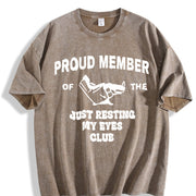 Just Resting My Eyes Club Vintage Washed T-Shirt in Brown