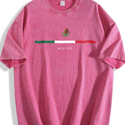 Mexican Flag Celebratory and Machine Washability vintage washed oversized T-shirt in Red