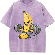 Weightlifting Banana Vintage Washed T-Shirt in Purple