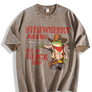 Strawberry Jams but My Glock Don't Frog Meme Western Vintage Washed T-Shirt in Brown