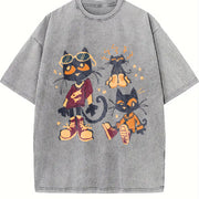 ZestLoop Pete the Cat Cartoon Vintage Washed T-Shirt in Gray