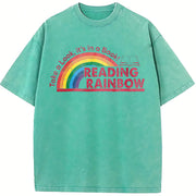 Take a Look It's in a Book Reading Rainbow vintage washed oversized T-shirt in Blue