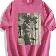 Girls Will Be Girls Vintage Washed T-Shirt in Red