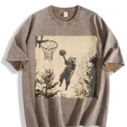 Basketball Cat Vintage Washed T-Shirt in Brown