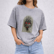 Throne of Glass Fireheart vintage washed oversized T-shirt in Gray