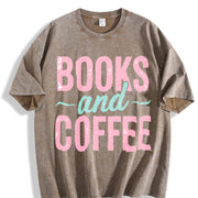 Book & Coffee for Attire Vintage Washed T-Shirt in Brown