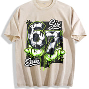 Six Seven Soccer Vintage Washed T-Shirt in Beige