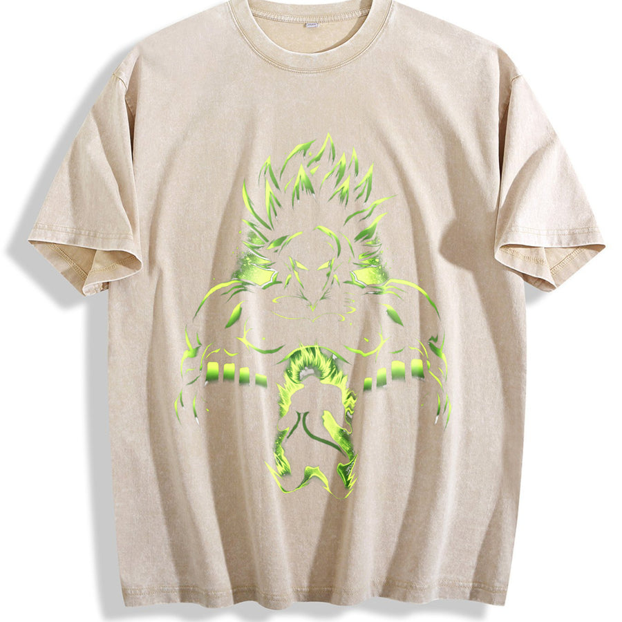PODTIFY Supper Saiyan - Broly - DB Anime Lover vintage washed oversized T-shirt in Beige