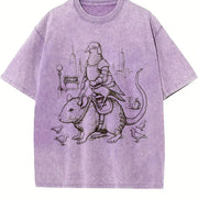 Youth Pigeon Knight Rat Mount: Kids NYC Rat Rider Vintage Washed T-Shirt in Purple
