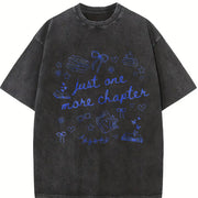 Just One More Chapter Bookish Book Lover Bookish Girly vintage washed oversized T-shirt in Black