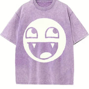 Premium Epic Face Vampire Y2K Goth Emo Scene Tapout Vintage Washed T-Shirt in Purple
