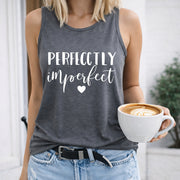 Sense Perfectly Imperfect Letters Vest Women's Color Cotton Tank Top in Gray