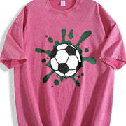 Soccer Ball Paint Splatter Vintage Washed T-Shirt in Red