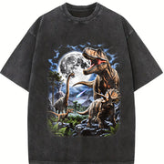 Moonlight Dinosaurs Vintage Washed T-Shirt in Black