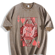 Queen of Hearts Mothers Day Vintage Washed T-Shirt in Brown
