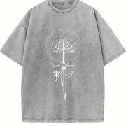 LOTR Middle Earth Vintage Washed T-Shirt in Gray