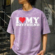 I Love My Heart for Couples Suits Vintage Washed T-Shirt in Purple