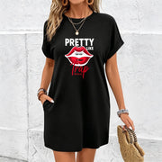 Black Nightgown for Made of Fiber Cotton T-Shirt in Black