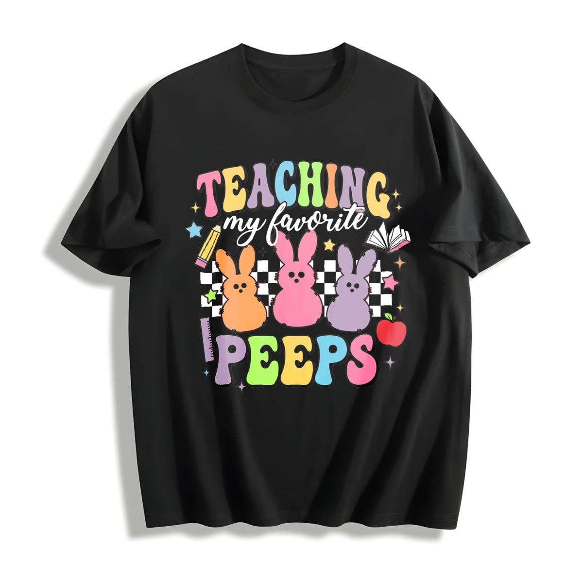 Teaching My Favorite Peeps Cotton T-Shirt in Black