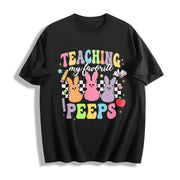 Teaching My Favorite Peeps Cotton T-Shirt in Black