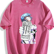 Rei Ayanami X Monster Vintage Washed T-Shirt in Red