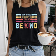Be Kind Women's Color Cotton Tank Top in Black