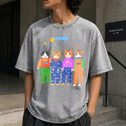 Cat Brothers Vintage Washed T-Shirt in Gray