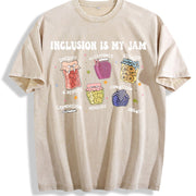 Inclusion Is My Jam Vintage Washed T-Shirt in Beige