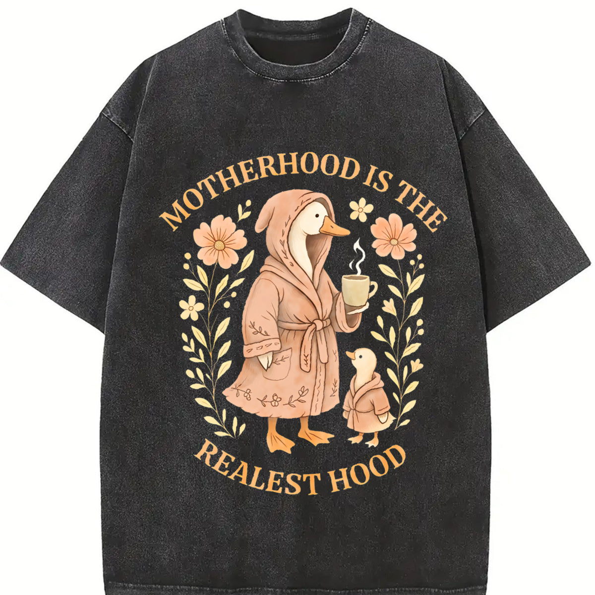 Mother Is a Realist Hat Vintage Washed T-Shirt in Black