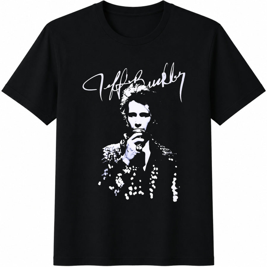 Jeff Buckley Portrait Cotton T-Shirt in Black
