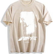 Olive Green Loose Ideal Vintage Washed T-Shirt in Beige