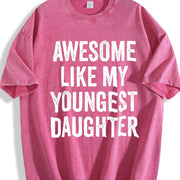 Awesome Like My Youngest Daughter Mother's Day Father's Vintage Washed T-Shirt in Red