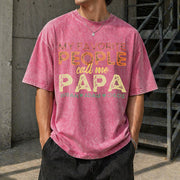 Grandpa with Grandkids Names Vintage Washed T-Shirt in Red