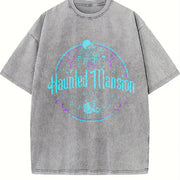 Hitchhiking Ghosts The Haunted Mansion Halloween vintage washed oversized T-shirt in Gray